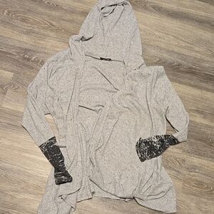 Botanique 1X waffleknit hooded cardigan